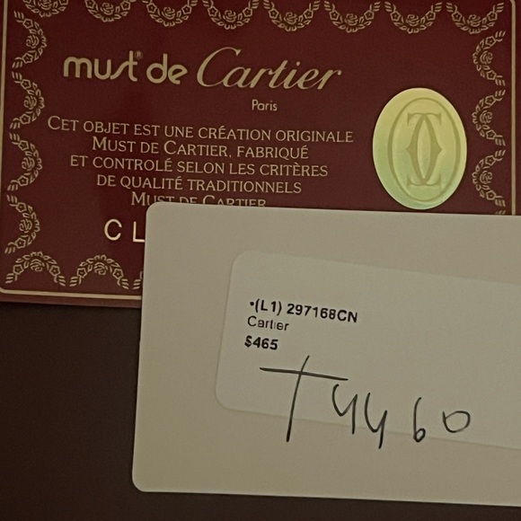 Cartier Burgundy Leather Shoulder Bag with Gold Plaque and Black Chain - Picture 3 of 3